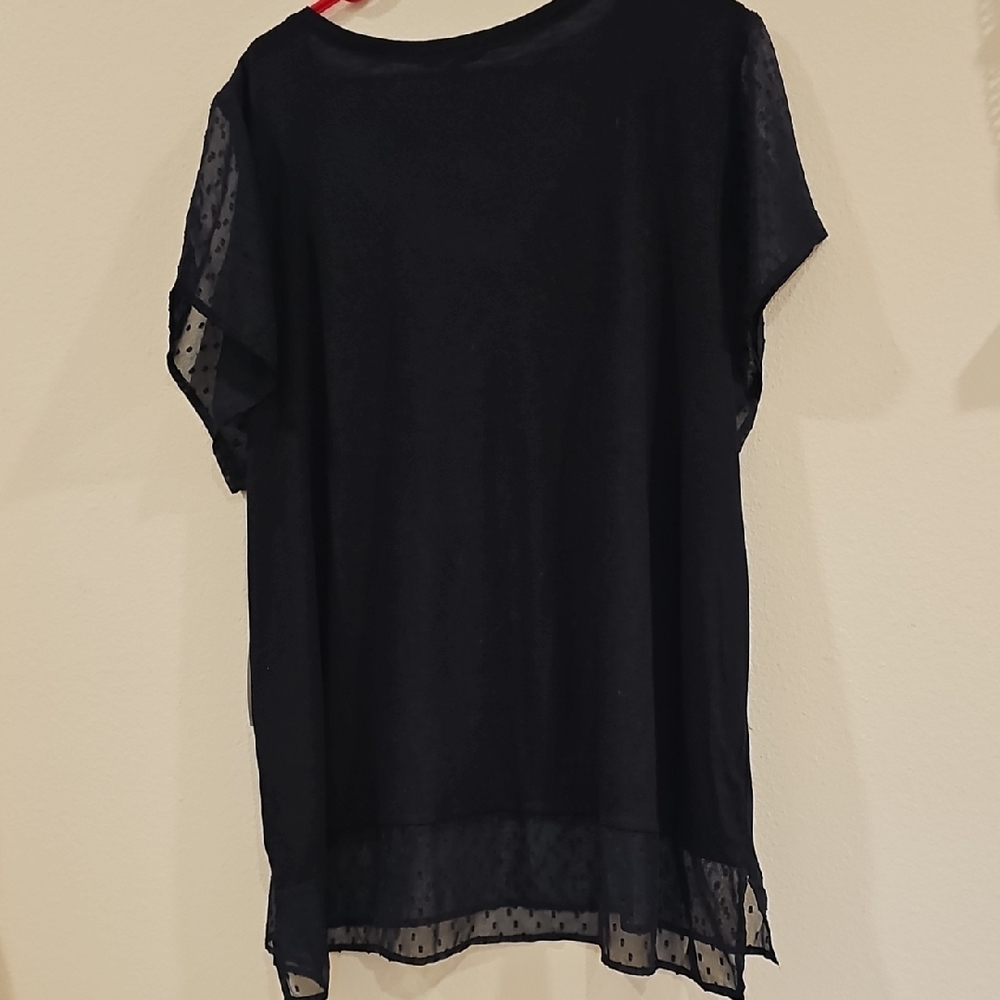 Chic Black Sheer Women's Blouse - Picture 6 of 6